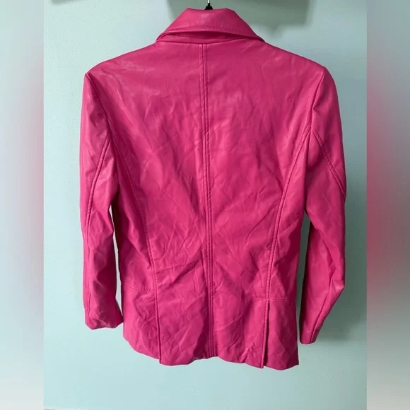 ANTHROPOLOGIE PINK HUTCH VEGAN LEATHER BLAZER SIZE SMALL - Picture 12 of 15